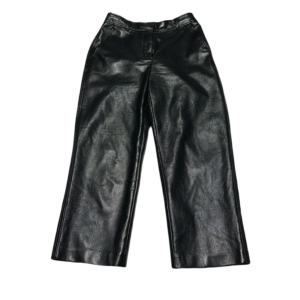 Artitzia BABATON Command Cropped Black Vegan Faux Leather Pant Size 4